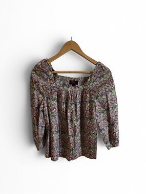 Liberty of London Floral Peasant Blouse - Pink Multi